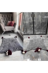 Dörtayak Dekoratif Banyo Paspası-Gri